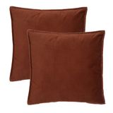 Atmosphera Bank/sierkussens huiskamer Sophia - 2x stuks - 52 x 52 cm - Terracotta - polyester - met rits