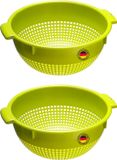 Westmark Vergiet – Twee Grote Zeven Met 2 Handgrepen En 4 Opzetranden Voor Wassen En Afgieten – Appelgroen, Kunststof, ø 24cm