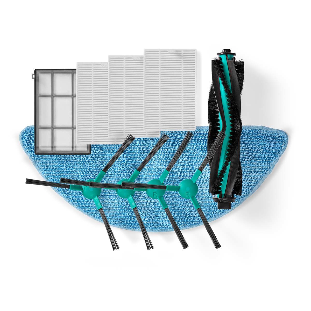 Nedis WIFIVCB02 Robotstofzuiger Accessoire - Filter & Borstel - Zwart/Blauw/Wit - 8 stuks