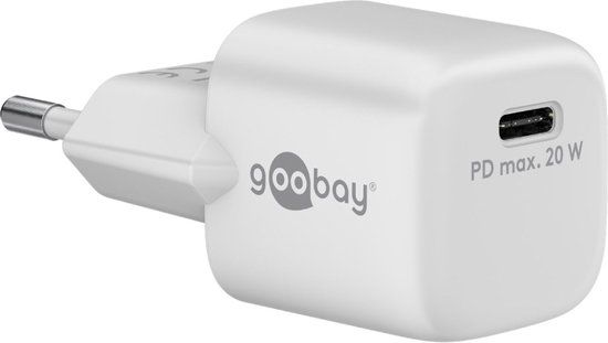 Goobay USB-C Thuislader Voedingsadapter 20W - PD - GaN - Nano - Wit