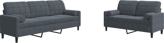 vidaXL 2-delige Loungeset met kussens en bolsters fluweel donkergrijs