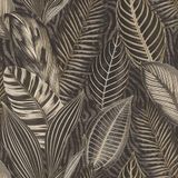 Rasch Vliesbehang African Queen 751833 - Grote Bladeren, Zwart