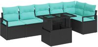vidaXL - Tuinbank - Set - 7 - st - 6-Aantal - zitplaatsen - Zwart - en - Blauw