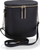 sarcia.eu Elegante zwarte handtas, schoudertas, gouden details, ruim