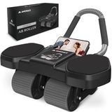 Amonax Buiktrainer, Buikwiel Buikspiertrainer, Vierwielige Ab Roller met Elleboogsteun, Automatische Ab Roller voor Buikspiertraining, Fitness Buikwiel Trainer voor Mannen en Vrouwen