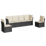vidaXL Loungeset met kussens, polyrotan, zwart
