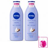 Nivea 2 x Lait pour le corps lisse avec beurre de karité pour peau sèche - 400 ml
