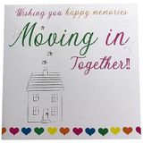 Witte White Cotton Cards N54 wenskaart "Wishing You Happy Memories Moving in Together" handgemaakt