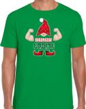 Bellatio Decorations fout kersttrui t-shirt heren - Sterkste gnoom - groen - Kerst kabouter S