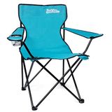 just be... Campingstoel, licht, opvouwbaar en draagbaar, met armleuningen, bekerhouder en draagtas, voor volwassenen en kinderen, tuin, strand, barbecue en vissen, lichtblauw met zwarte rand