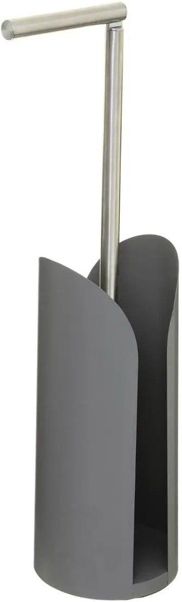 5five Staande wc/toiletrolhouder grijs met reservoir en flexibele stang 59 cm - Metaal