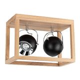 Homemania HOMBR_0129 wandlamp kubus Ii, hout, metaal, zwart, 25 x 20 x 36 cm