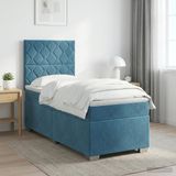 vidaXL Boxspringbed met matras, blauw, 90 x 190 cm, fluweel