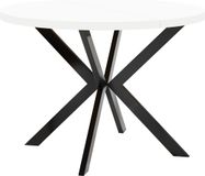 Table à manger "ENDIK" blanc, 110/210 cm, extensible, avec piètement en métal noir – Industriel, style Loft