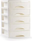 PlasticForte Ladeblokje - bureau organizer met 5x lades - ivoor wit - L18xB21xH28 cm