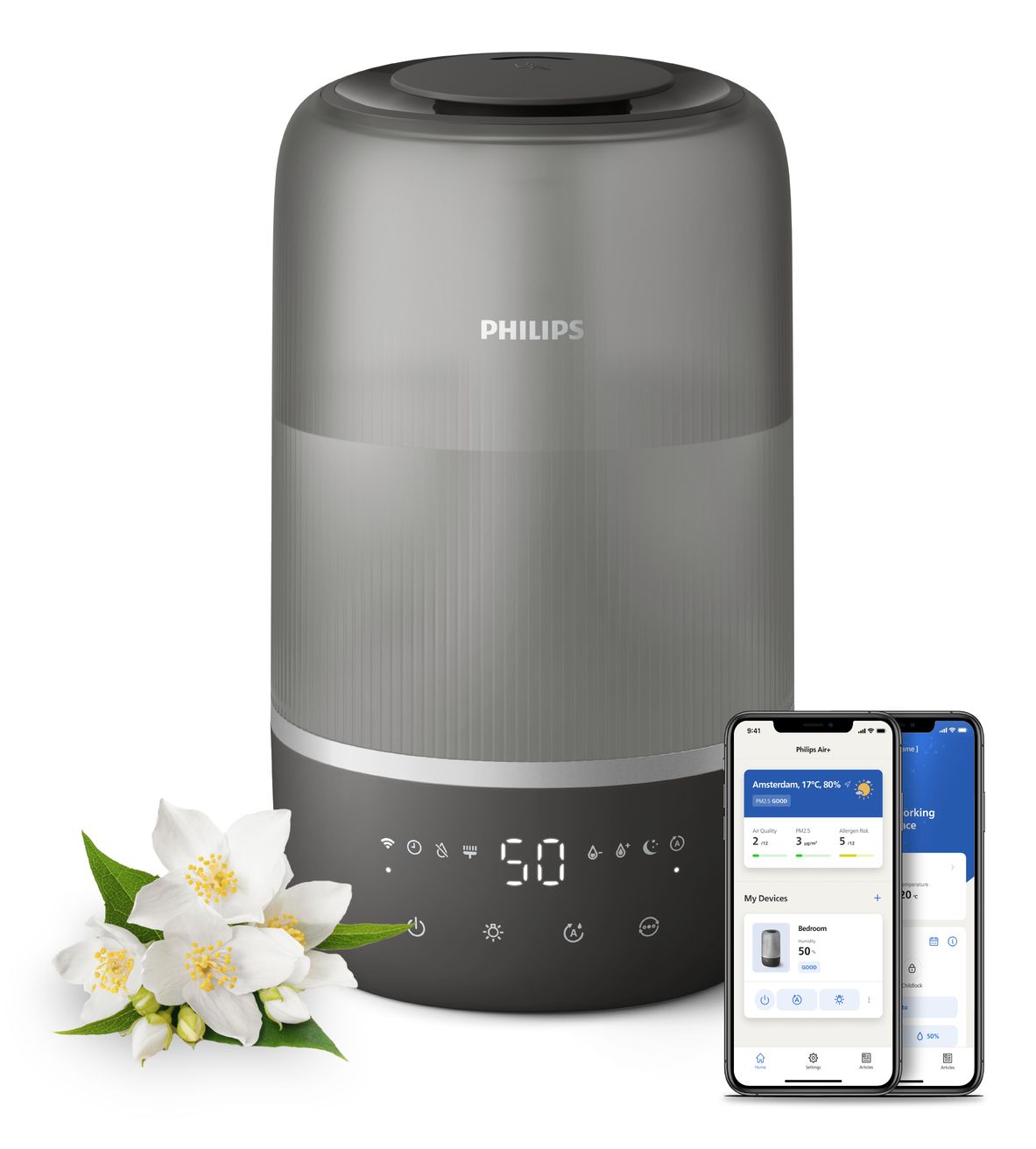 Philips 1000 series Luchtbevochtiger - Ultrasoon - 3 l - Zwart