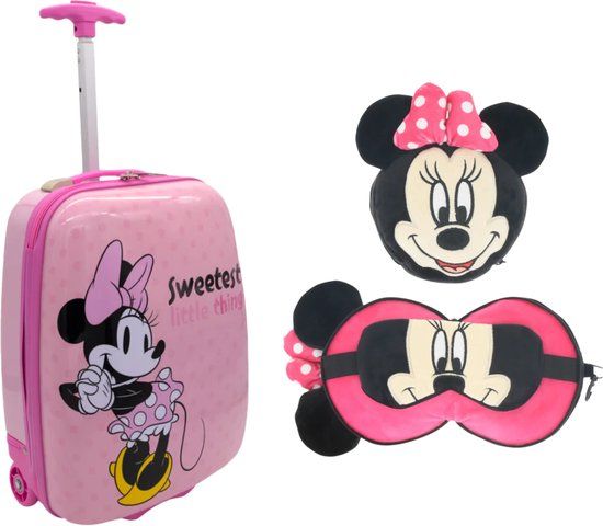 4KidsOnly Undercover Minnie Mouse reisset: trolley en slaapmasker + reiskussen