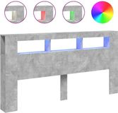 vidaXL Hoofdeinde met LED 200x18,5x103,5 cm bewerkt hout betongrijs