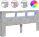 vidaXL Hoofdeinde met LED 200x18,5x103,5 cm bewerkt hout betongrijs