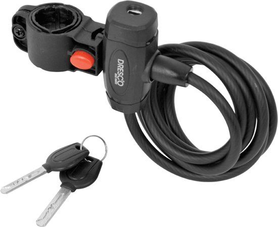 Dresco spiraalslot 150cm 8mm + steun 2 sleutels