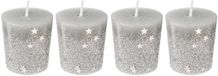 Feeric lights & Christmas 4 bougies chauffe-plat argentées - Argent & paillettes bougies - 7 heures de combustion - SET de 4 pièces