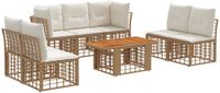 vidaXL Tuinbank Set 8-stuks Natuurlijk en Crème Wit Polyrattan