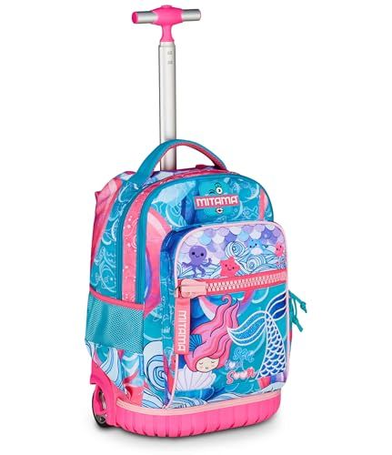 SJ Seven Mitama Schoolkoffer Run Maxi OCANVIBES, Turquoise, Dubbel vak, Voorvak, 2 Zijzakken, Basisschool en Vrije Tijd, Meisjes, Turquoise Blue, One Size, Casual, Turkoois Blauw, Eén maat, Casual