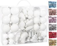 BRUBAKER Boules de Noël Set de 77 pièces - Décorations d'arbre de Noël avec Boules Étoiles Bottes Pommes de pin Emballages - Plastique - Blanc