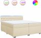 vidaXL Boxspring met matras stof crèmekleurig 200x200 cm