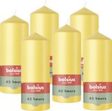 Bolsius - Gladde Stompkaarsen - Geel - 6 stuks - 15cm - 42 Branduren