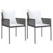 Chaises de jardin 2 pièces avec coussins 54x61x83 cm poly rotin marron