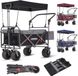 Chariot pliable sans marque avec toit - Chariot à main avec pneus pleins - Capacité XXL jusqu'à 100 kg - Noir