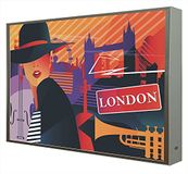 Afbeelding Pop Art: Londen Afbeelding met houten lijst, wit gelakt, verlicht met LED's