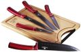 BerlingerHaus Set de couteaux avec revêtement antiadhésif + planche à découper, 6 pièces, Burgundy Line