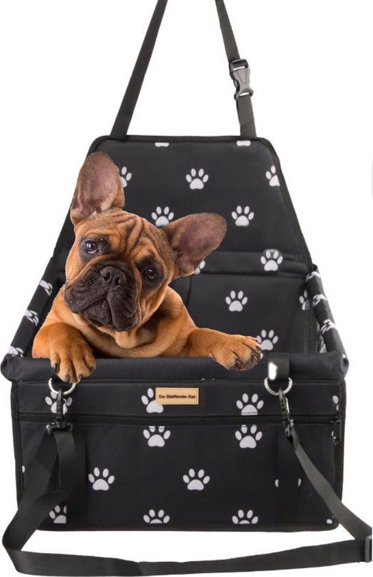 De Blaffende Kat Opvouwbare Autostoel Hond Pootjespatroon - Hondenmand auto - Autobench voor hond - Hondenstoel auto