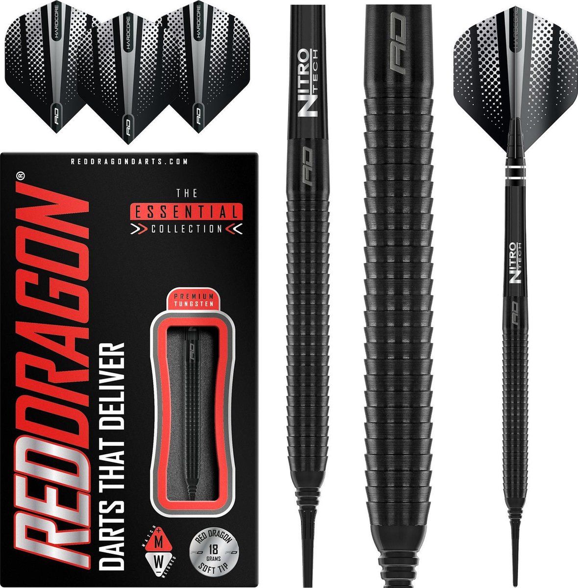 Red Dragon Razor Edge Black Softip Dartpijlen - 18 gram - Zwart