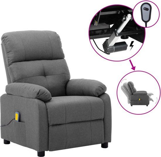 vidaXL Massagestoel elektrisch stof lichtgrijs