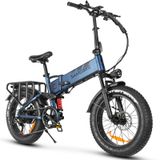 SmartAI 20-inch elektrische fiets, e-bike, 15Ah, opvouwbare fatbike, mountainbike, actieradius 120 km, opvouwbare pedelec voor volwassenen, geschikt voor lengtes van 150-180 cm, 7 versnellingen, opvouwbaar, aluminium, blauw