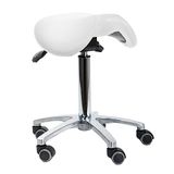 Draaikruk met kantelbare zadelzitting, wit