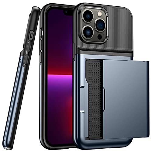 HUILUN iPhone 12 Slide Portemonnee Creditcardsleuf PC Telefoon Gevallen Edge TPU Shockproof Back Cover