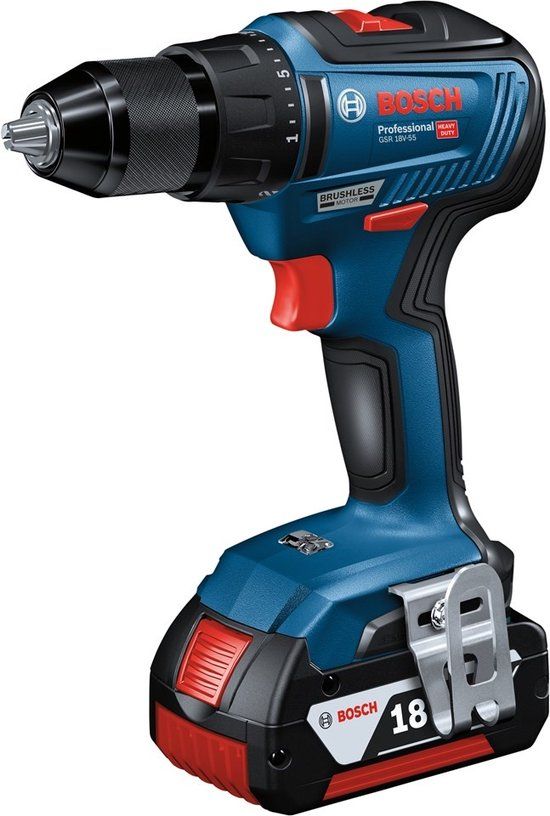 Bosch Professional GSR 18V-55 Accu Schroefboormachine Set - 18V 4.0Ah - Incl. 2 Accu's, Lader & L-Boxx