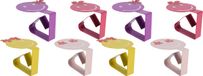 Decoris klemmen voor tafelkleed - 8x - smileys - roze - ijzer - 7 x 5 cm