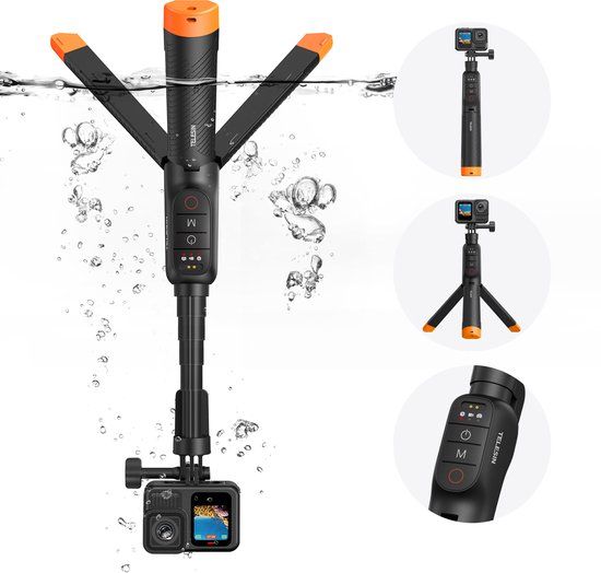 Telesin Onderwater Selfiestick Statief met remote voor GoPro