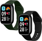 kwmobile 2x horlogebandjes geschikt voor Xiaomi Redmi Watch 3 Active bandje - Smartwatch bandjes van TPU - Activity tracker horloge band in zwart / groen