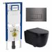 QeramiQ Dely Swirl Toiletset - 36.3x51.7cm - Geberit UP720 Duofix Sigma inbouwreservoir - 35mm zitting - bedieningsplaat gunmetal - rechthoekige knoppen - mat zwart