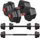 SONGMICS Set de haltères avec barre de connexion, haltères courts, poids hexagonaux pour entraînement, fitness, musculation à domicile, salle de sport