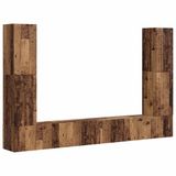 vidaXL Tv-meubelset - 8 stuks - Oud Hout - Bewerkt hout