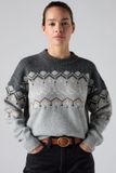 Levi's Charlotte pull en maille à motif Fairisle avec col rond - Femme - XS - Gris / Chloe Fairisle Heather Grey