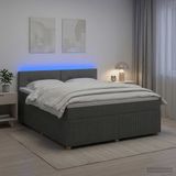 vidaXL Boxspringbed met matras, donkergrijs, 140 x 190 cm, stof
