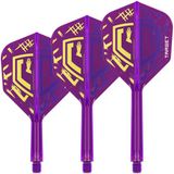 Target Darts Luke Littler World Champion K Flex Flights en Shaft Systeem No.6 Short 19mm - Exclusief Paars en Geel Design - Geintegreerde Flight en Shaft - 2BA Schroefdraad - Set van 3 Stuks